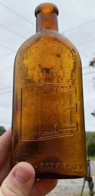 Rare Amber Warners Safe Cure Bottle Rochester Ny Early Blown Small Size