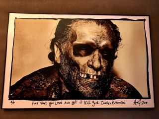 Charles Bukowski Skull Rare Framed Fine Art Print Signed Poster Adam T.  Pop Art