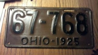Vintage Rare 1925 Ohio License Plate Great Wall Hanger Or Old Car Truck