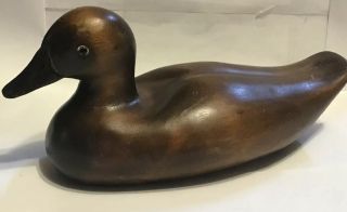 Vintage Hand Carved Solid Wood Primitive Wood Mallard Duck Decoy,  Glass Eyes 9”
