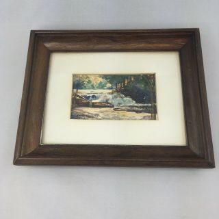 Vintage Signed Garden Painting Oil On Canvas Framed Art