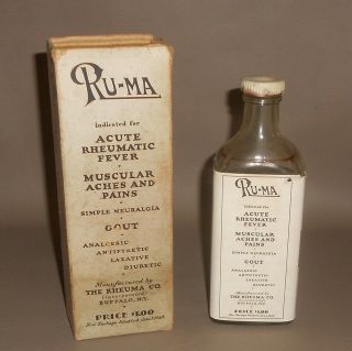 C1930 Antique Quack Medical Bottle Box Ru - Ma The Rheuma Co Buffalo Ny