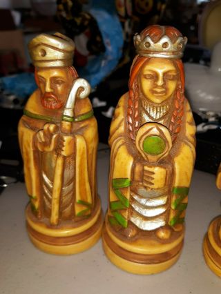 Rare Chess Set Made In Italy Wood Wooden Hand Carved By " Nigri " Nigri No Board