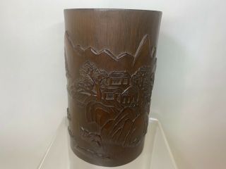 Chinese Antiques Hand Carved Bamboo Brush Pot