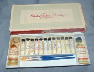 Rare Vintage Winsor Newton Wintex Fabric Painting Oil Colours Limited England