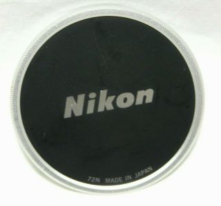 Rare Nikon 72n 72mm Screw - In Metal Front Lens Cap Made In Japan