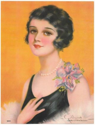 Rare Vintage 1920s R.  Wilson Hammell Art Deco Jazz - Age Flapper Girl Pin - Up Print