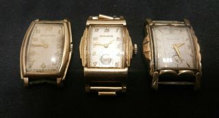 Vintage Bulova Yellow Gold Filled Mens Watches For Parts/ Repair