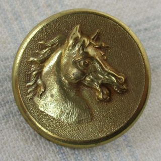 1 " Antique 2 - Piece Stamped Brass Horse Head Image In Relief Button W Backmark
