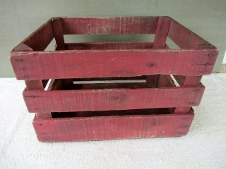 Antique Crate,  Box,  Vintage Primitive Wood,  Old Red Paint,
