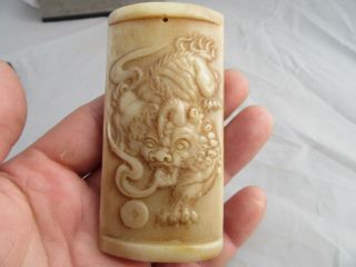 Rare Antique Chinese Hand - Carved Bovine Bone Pendants E07