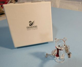 Swarovski Silver Crystal Ski Bear W Box Special Christmas Gift Rare