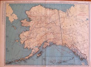 1921 Antique Alaska Map Rare Size Vintage State Map Of Alaska W Railroads 6294