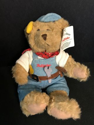 Russ Berrie True Value Hardware Mr.  Fix It Bear With Tag Vintage Carpenter Teddy