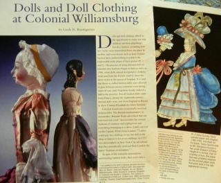 10p History Article - Antique Queen Ann Peg Wood Dolls Of Colonial Williamsburg