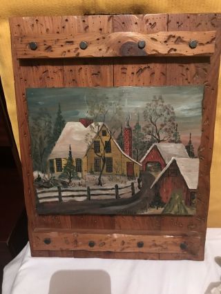 Vintage Oil Painting Signed Warren On A Board Depicting A Quiet Country Scene