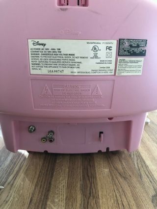 Disney Pink Princess TV With Remote & Cable Rare Vintage COMPLETE 2