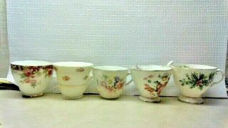 6 Vintage Individual Porcelain Fine China Tea Cups Made In England Old