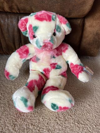 Mary Meyer Teddy Bear Plush With Pink Roses 16” Rosalyn Nwt