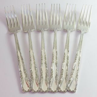Vintage Charm Silverplate Cutlery 6 Pc Dinner Forks Set,  Floral