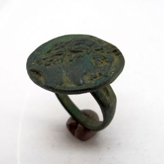 Roman Ancient Artifact Bronze Ring With Philip Ii Of Macedon