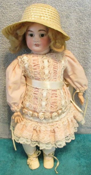 Antique German Armand Marseille 1894 Bisque Head 14 " Doll Compo Bjd Fixed Eyes