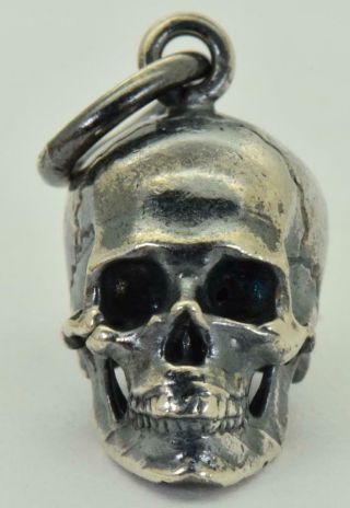 Antique 19th Century Victorian Sterling Silver Skull (bracelet) Charm Pendant Fob