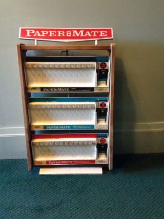 Rare Vintage Paper Mate Pen Store Display Stand Up Counter 25 " X 15 " X 5 " Retro
