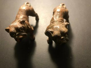 Antique Painted Pewter " A Pair Bulldog Or Bullmastiff " Figurines Made In Germany
