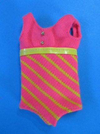 Vintage Barbie Tnt Francie Doll Hot Pink Swimsuit W/ Yellow Stripes