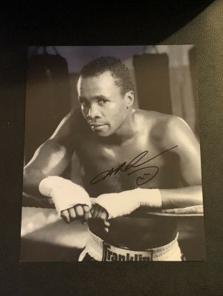 Sugar Ray Leonard Signed Boxing Photo Fight 100 Psa Jsa Pass Auto Rare