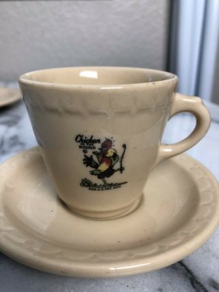 Rare Vintage Chicken In The Rough Restaurant Demitasse Cup And Saucer