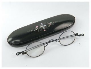 Antique 19th Century Victorian Inlaid Papier Mache Glasses Spectacles Case