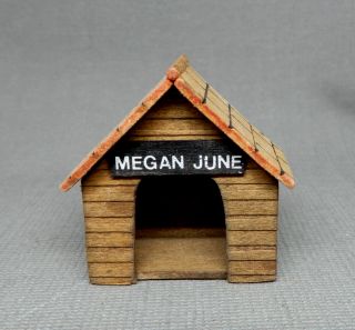 Vintage Dog House w Food Bowls - Artisan Dollhouse Miniature 1:12 3