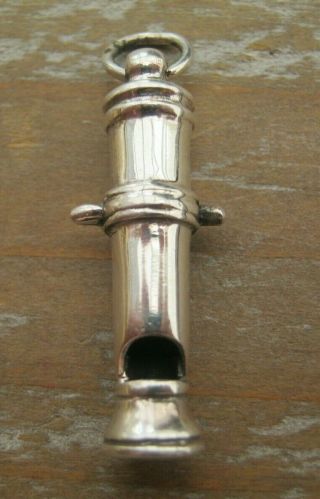 Highly Collectable Sterling Silver Cannon Shaped Whistle Millitaria Royal Navy