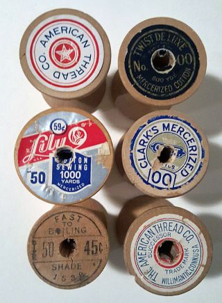 2 industrial textile thread spools,  43 antique vintage wood wooden sewing 3