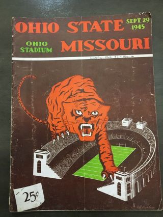Rare Old Vintage 1945 Ohio State Buckeyes Missouri Football Game Program No Res