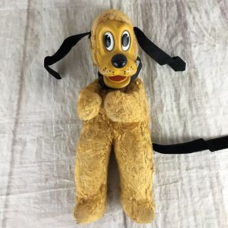Vintage Gund Mfg.  Co Walt Disney Pluto Plush Rubber Face Doll 10 " Yellow Rare
