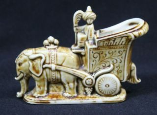 Vintage Schafer Vater Rare German Porcelain Elephant Pulling Cart