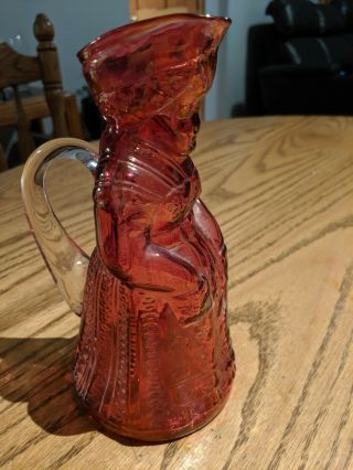 Antique Flash Cranberry Glass Figural Syrup Pitcher