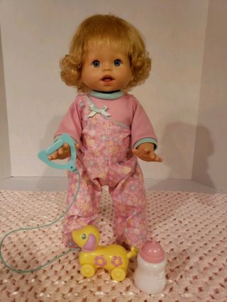 Fisher Price Little Mommy Interactive Play All Day Doll W/rare Pull Toy.