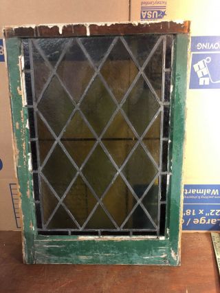 Rare Antique Vintage Architectural Leaded Window Stained Glass 20” By 28 1/2”