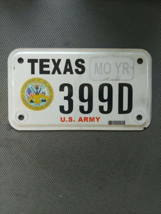 Rare Texas Motorcycle License Plate Veteran U S Army