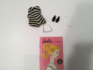 Vintage Barbie Rare 2 Swimsuit Glasses Shoes Booklet With Commuter Set