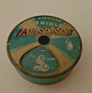Rare French Round Compartment Parlophone Phonograph Gramophone Needle Tin