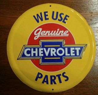 Vintage We Use Chevrolet Parts Dealership Chevy Rare Steel Sign