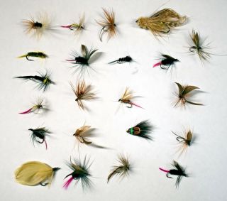 Vintage - Set Of 22 Hand - Tied Fly Fishing Lures - Flies,  Moths,  Ladybug Etc. ,