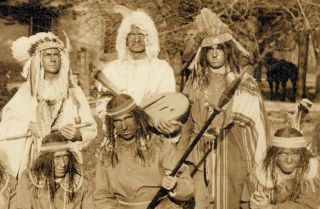Rare Photo 1910s White Men In Red Face.  Early Film Shoot?
