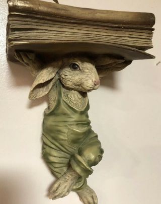 Chrisdon Expo Set Of 2 Rabbits W Book - Wall Shelf - Rare - - 14” Tall