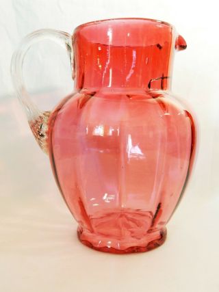 Stunning Antique Victorian Ruby Cranberry Glass Water Jug Pourer Vase Pitcher
